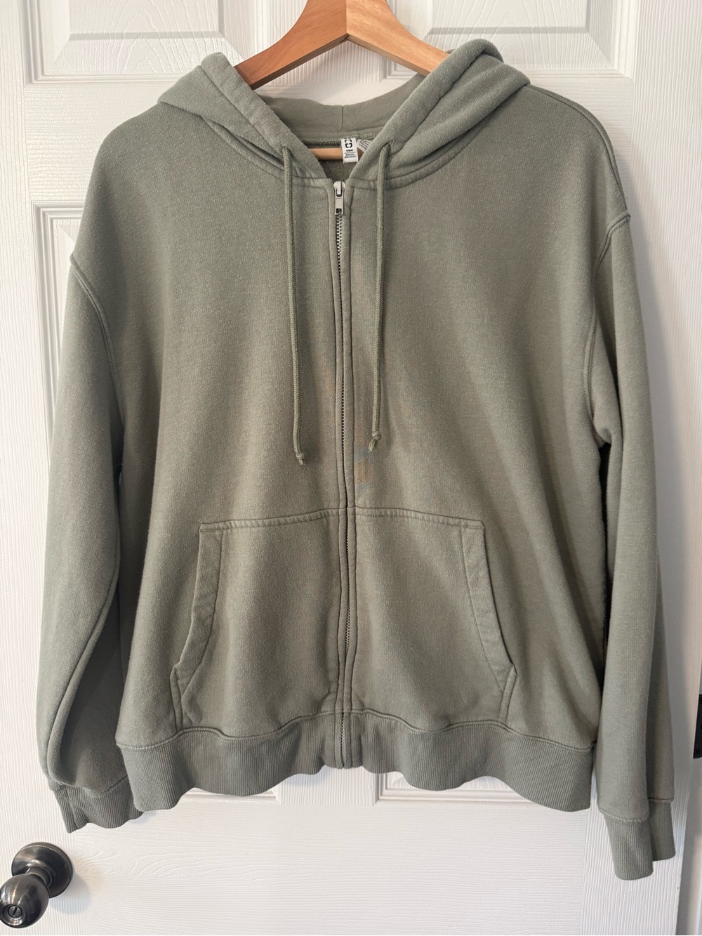 H&M GREEN ZIP UP HOODIE SZ L